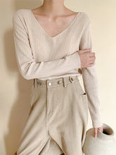 V-Neck Solid Long Sleeves Blouse